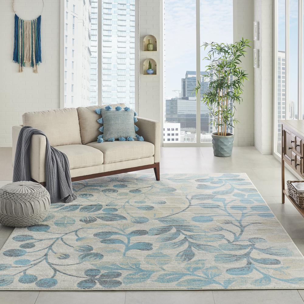 Tranquil Area Rug, Ivory/Turquoise, 8' X 10'. Picture 3