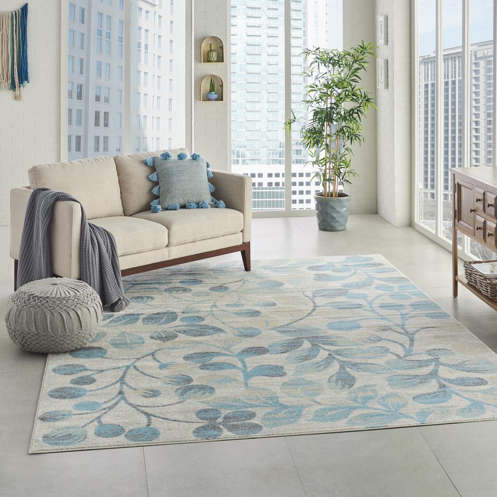 Tranquil Area Rug, Ivory/Turquoise, 8' X 10'. Picture 6