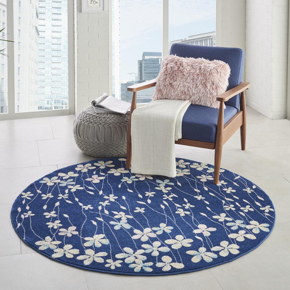 Tranquil Area Rug, Navy, 5'3" X ROUND. Picture 6