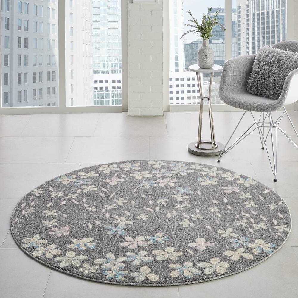 Tranquil Area Rug, Grey/Beige, 5'3" X ROUND. Picture 3