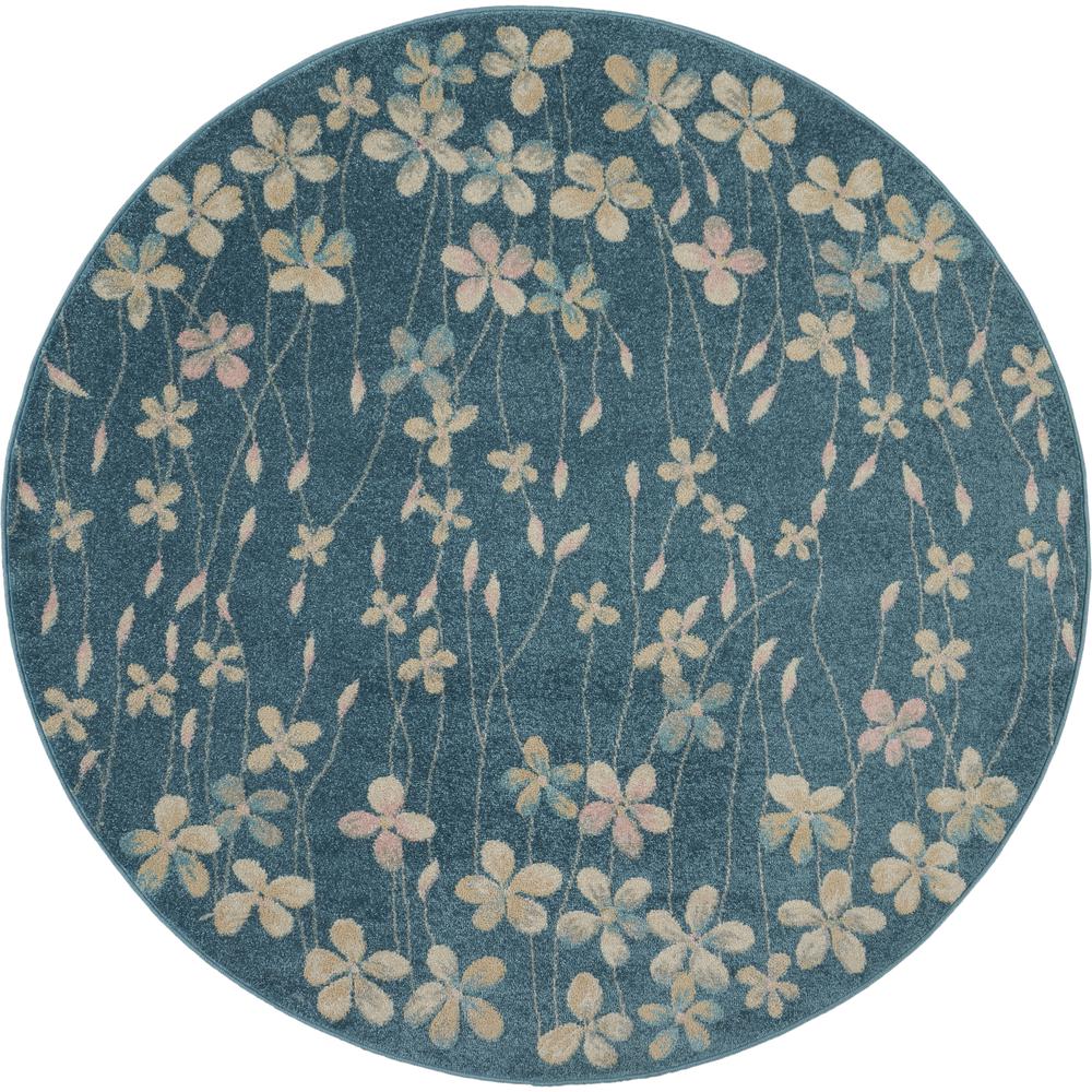 Tranquil Area Rug, Turquoise, 5'3" X ROUND. Picture 2