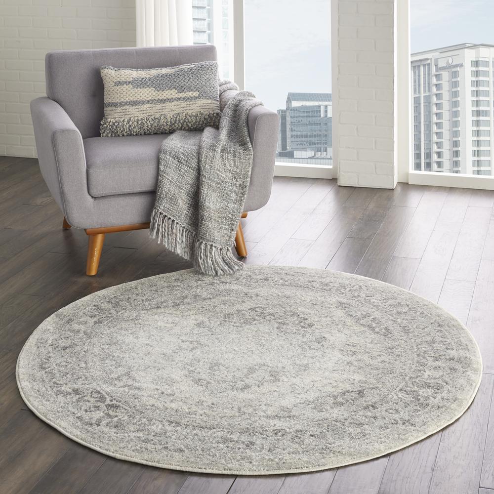 Tranquil Area Rug, Ivory/Grey, 5'3" X ROUND. Picture 6