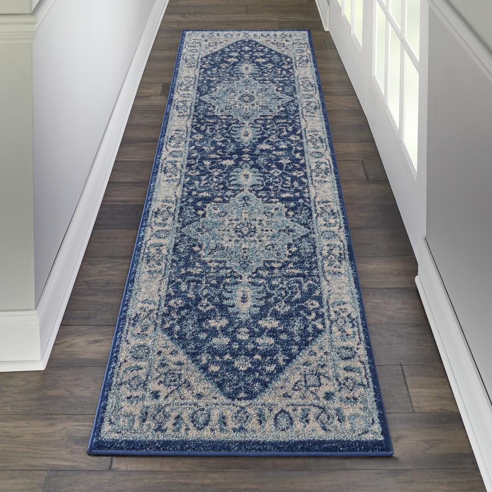 Tranquil Area Rug, Ivory/Navy, 2'3" X 7'3". Picture 3