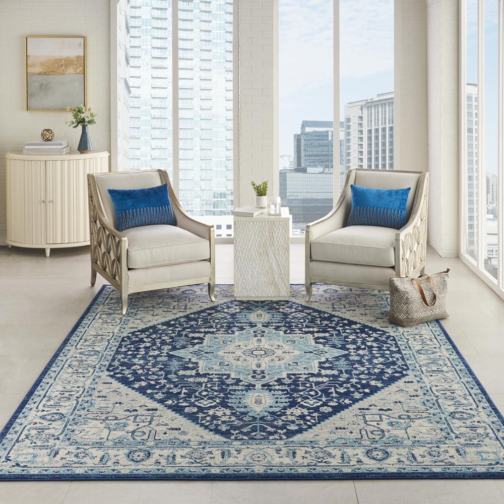 Tranquil Area Rug, Ivory/Navy, 8' X 10'. Picture 3