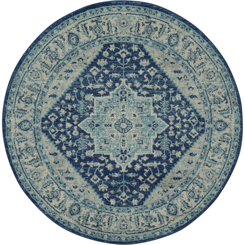 Tranquil Area Rug, Ivory/Navy, 5'3" X ROUND. Picture 2