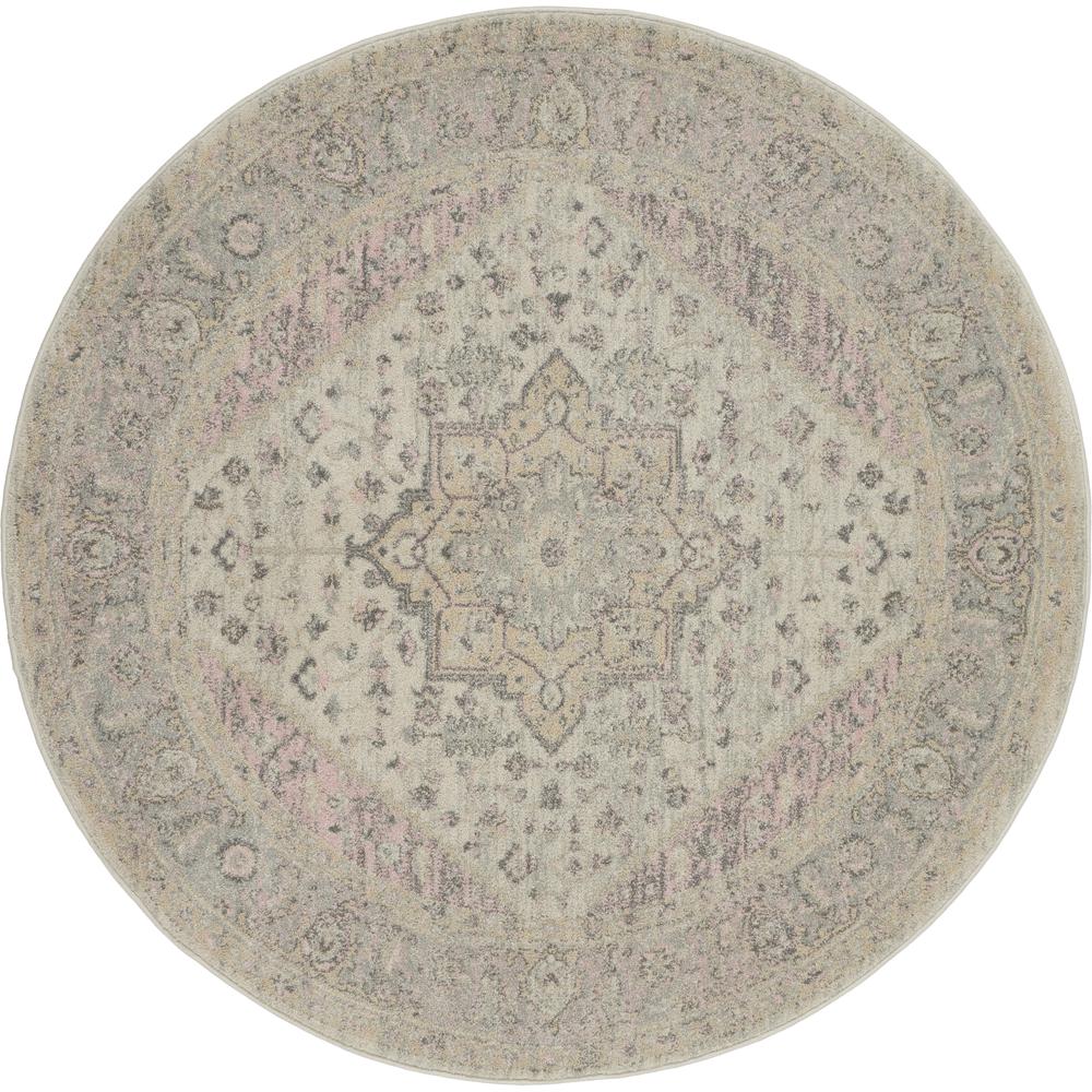Tranquil Area Rug, Ivory/Pink, 5'3" X ROUND. Picture 2
