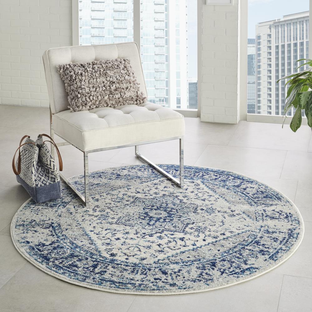 Tranquil Area Rug, Ivory/Light Blue, 5'3" X ROUND. Picture 6