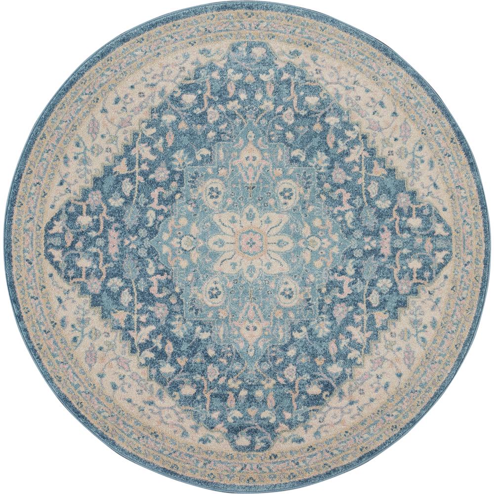 Tranquil Area Rug, Light Grey/Multicolor, 5'3" X ROUND. Picture 2