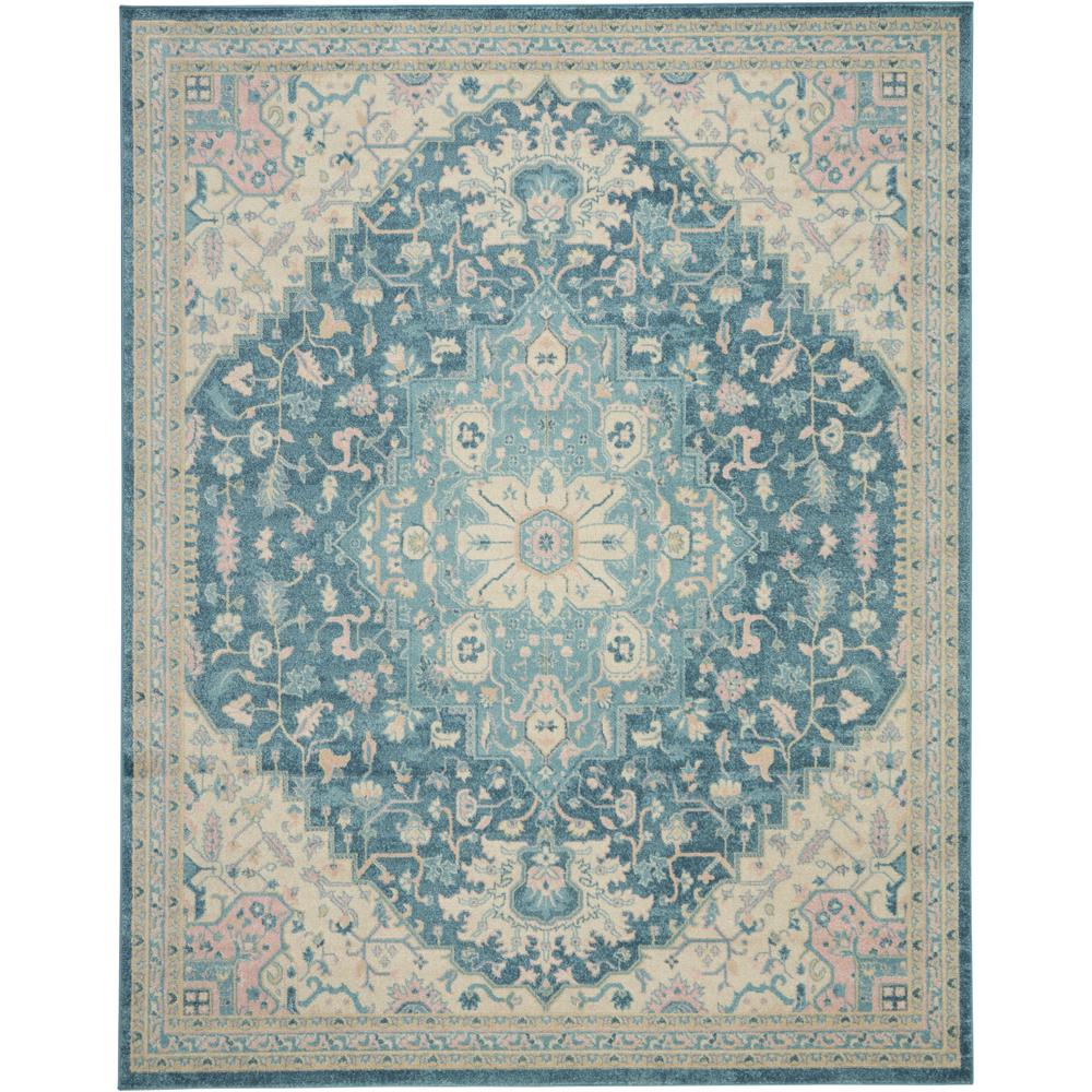 Tranquil Area Rug, Ivory/Turquoise, 8' X 10'. Picture 2