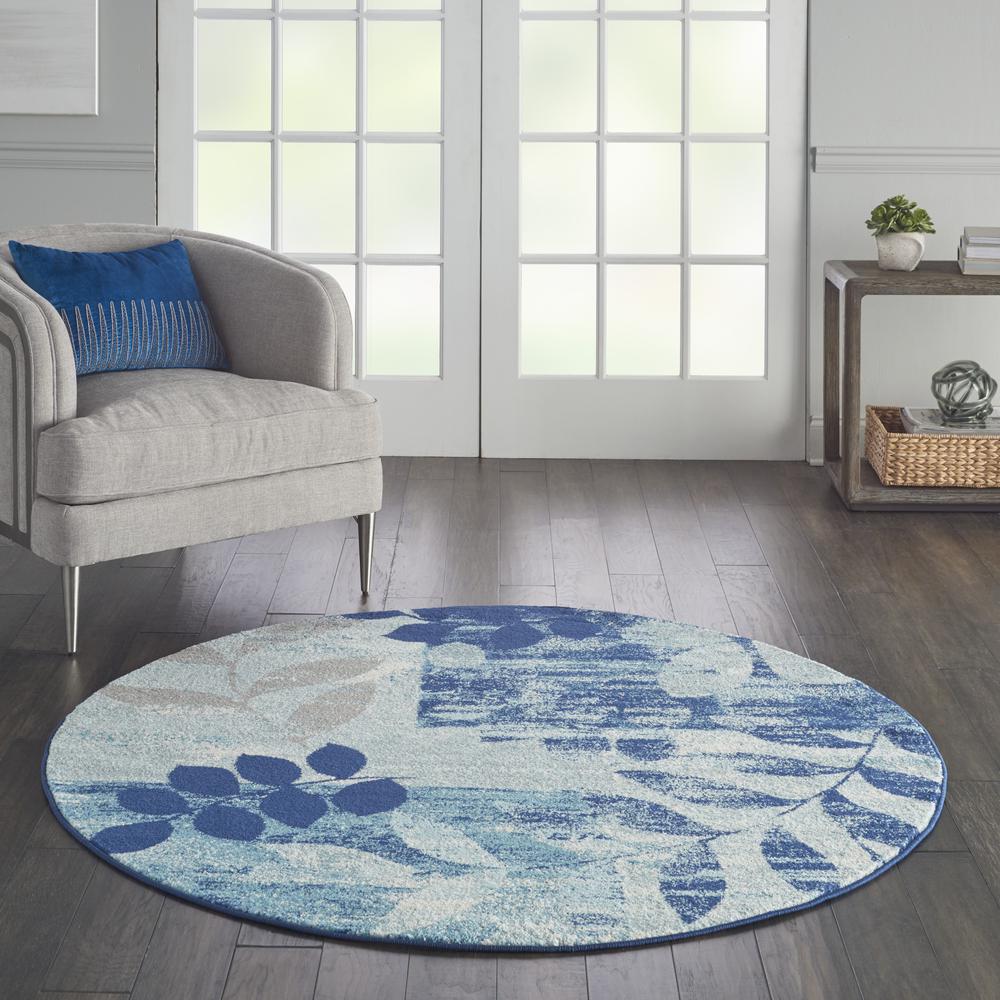 Tranquil Area Rug, Navy/Light Blue, 5'3" X ROUND. Picture 3