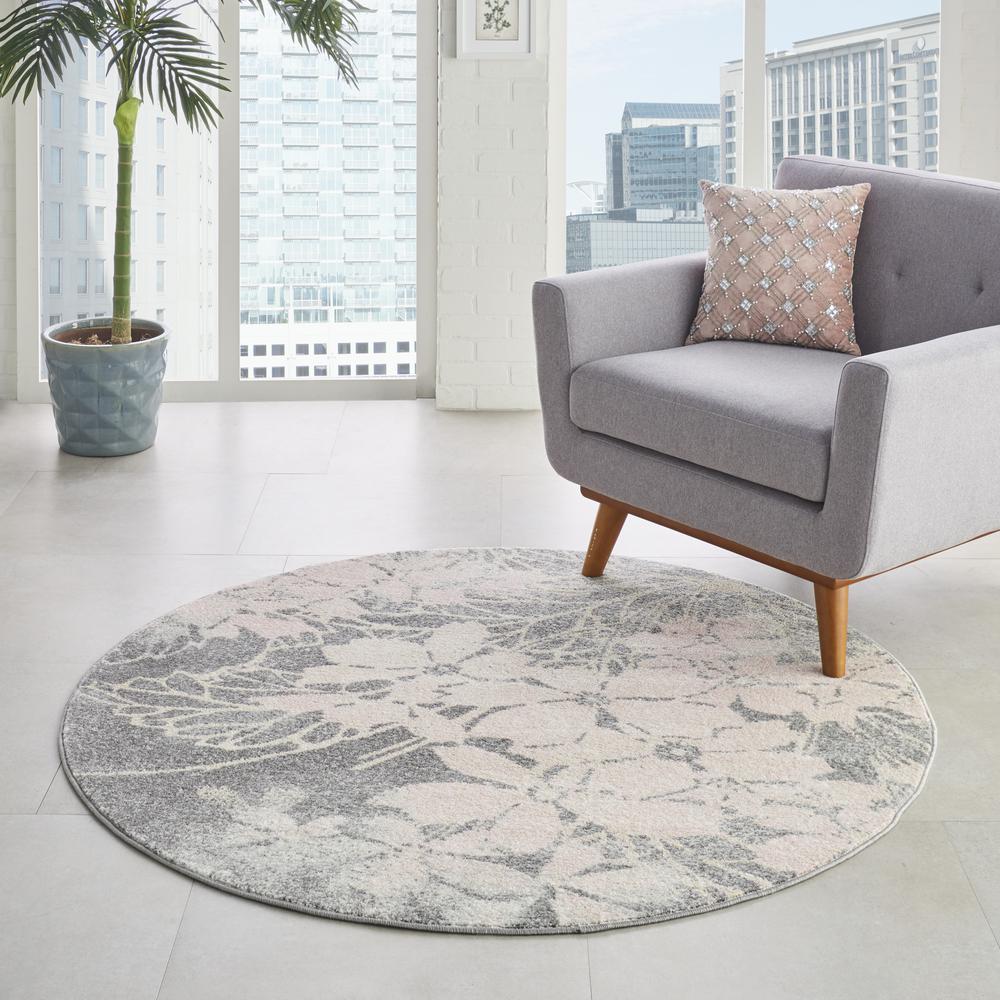 Tranquil Area Rug, Grey/Pink, 5'3" X ROUND. Picture 3