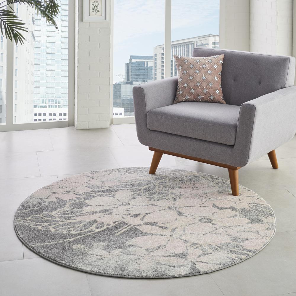 Tranquil Area Rug, Grey/Pink, 5'3" X ROUND. Picture 6