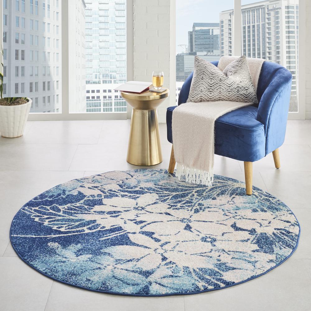 Tranquil Area Rug, Navy/Pink, 5'3" X ROUND. Picture 3