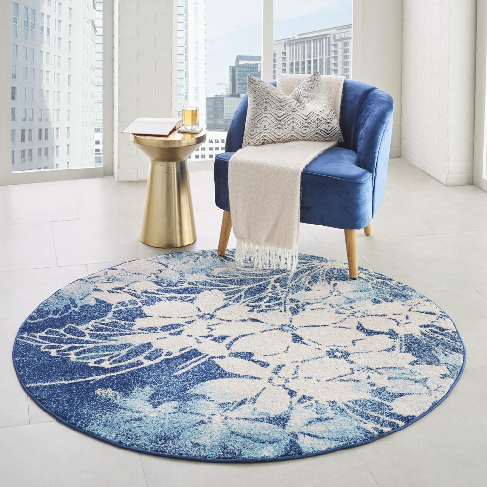 Tranquil Area Rug, Navy/Pink, 5'3" X ROUND. Picture 6
