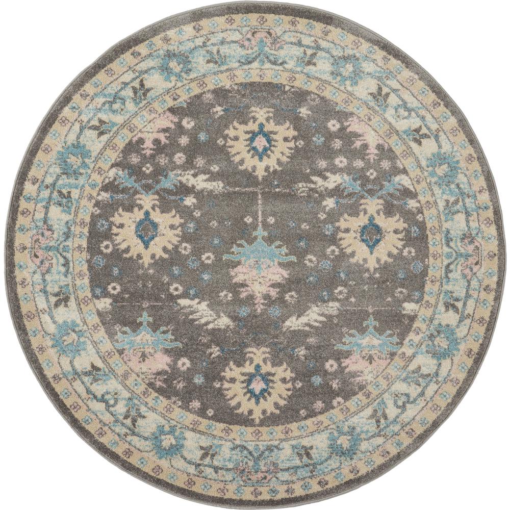 Tranquil Area Rug, Grey/Pink, 5'3" X ROUND. Picture 2