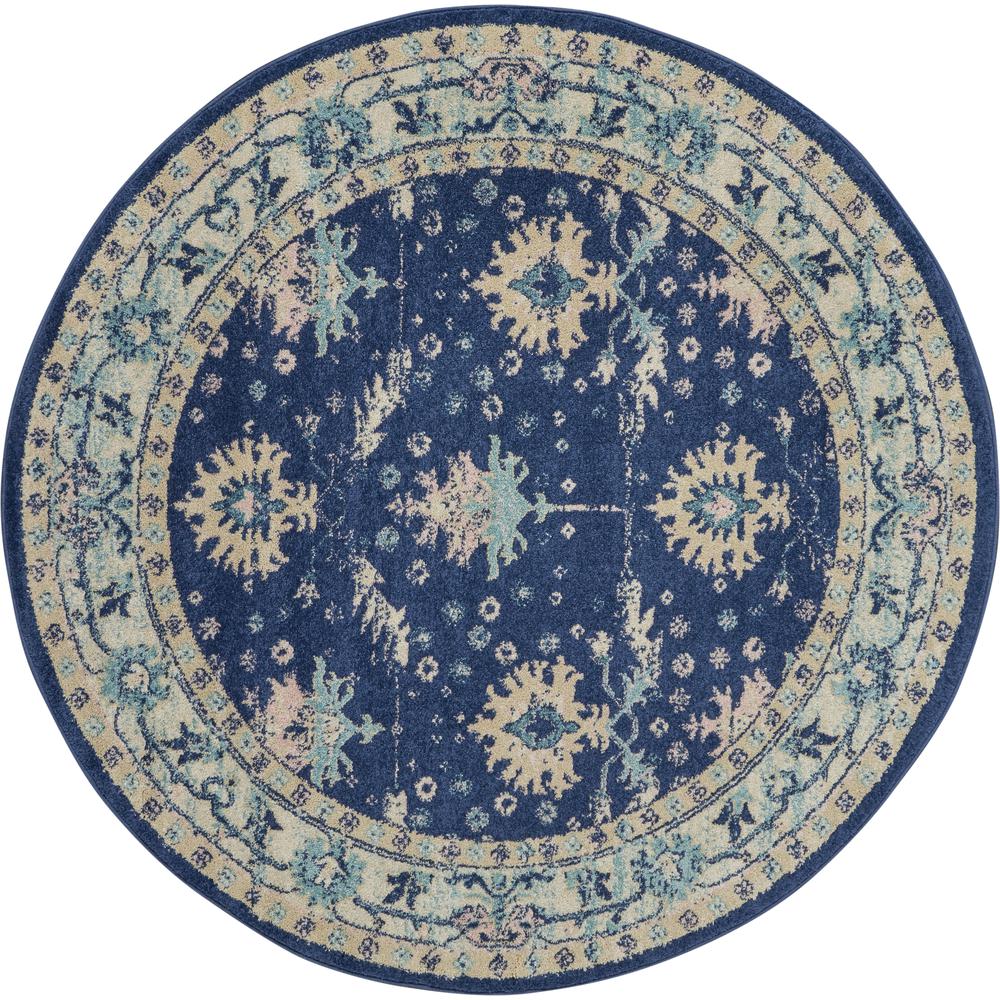 Tranquil Area Rug, Navy/Ivory, 5'3" X ROUND. Picture 2