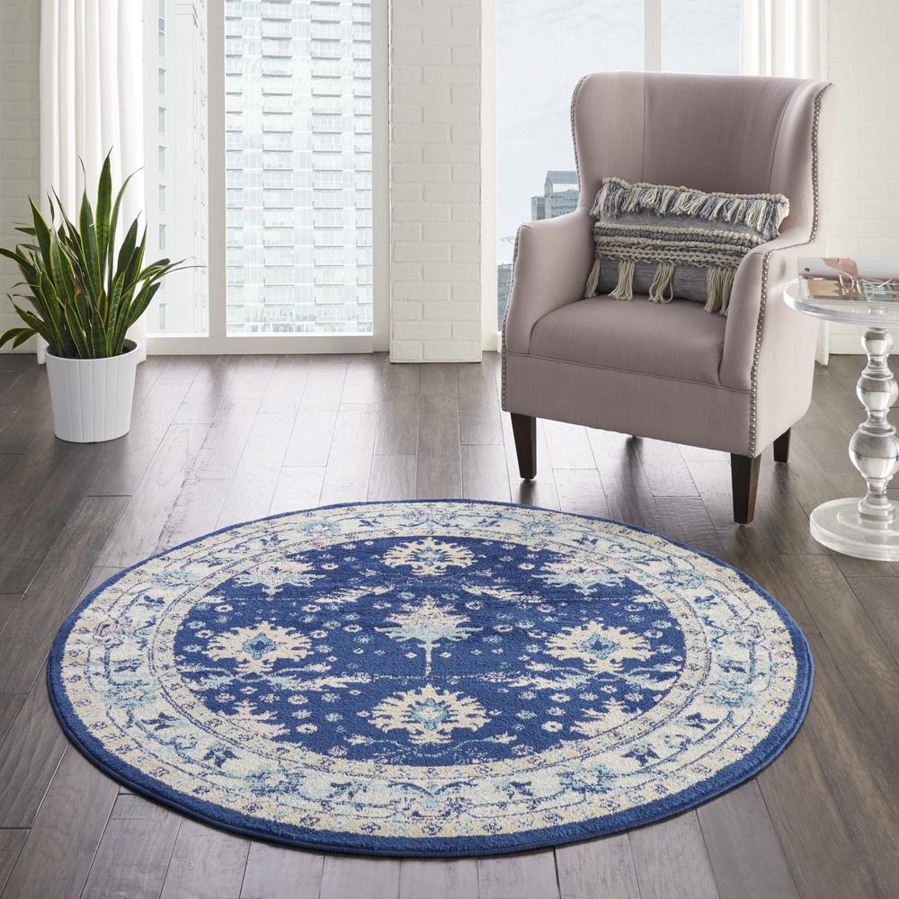 Tranquil Area Rug, Navy/Ivory, 5'3" X ROUND. Picture 3