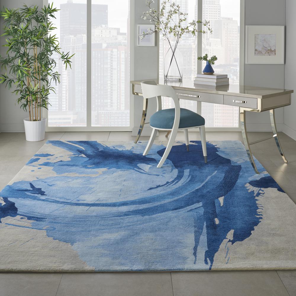Symmetry Area Rug, Blue/Ivory, 7'9" X 9'9". Picture 3