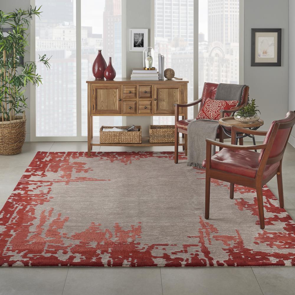 Symmetry Area Rug, Beige/Red, 7'9" X 9'9". Picture 3