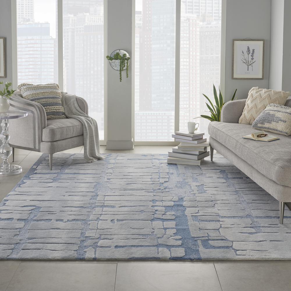Symmetry Area Rug, Blue/Grey, 7'9" X 9'9". Picture 3