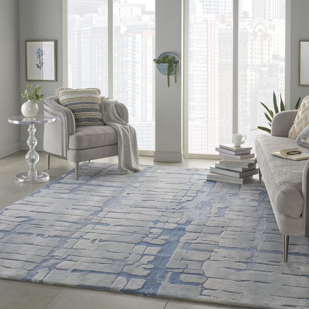 Symmetry Area Rug, Blue/Grey, 7'9" X 9'9". Picture 6