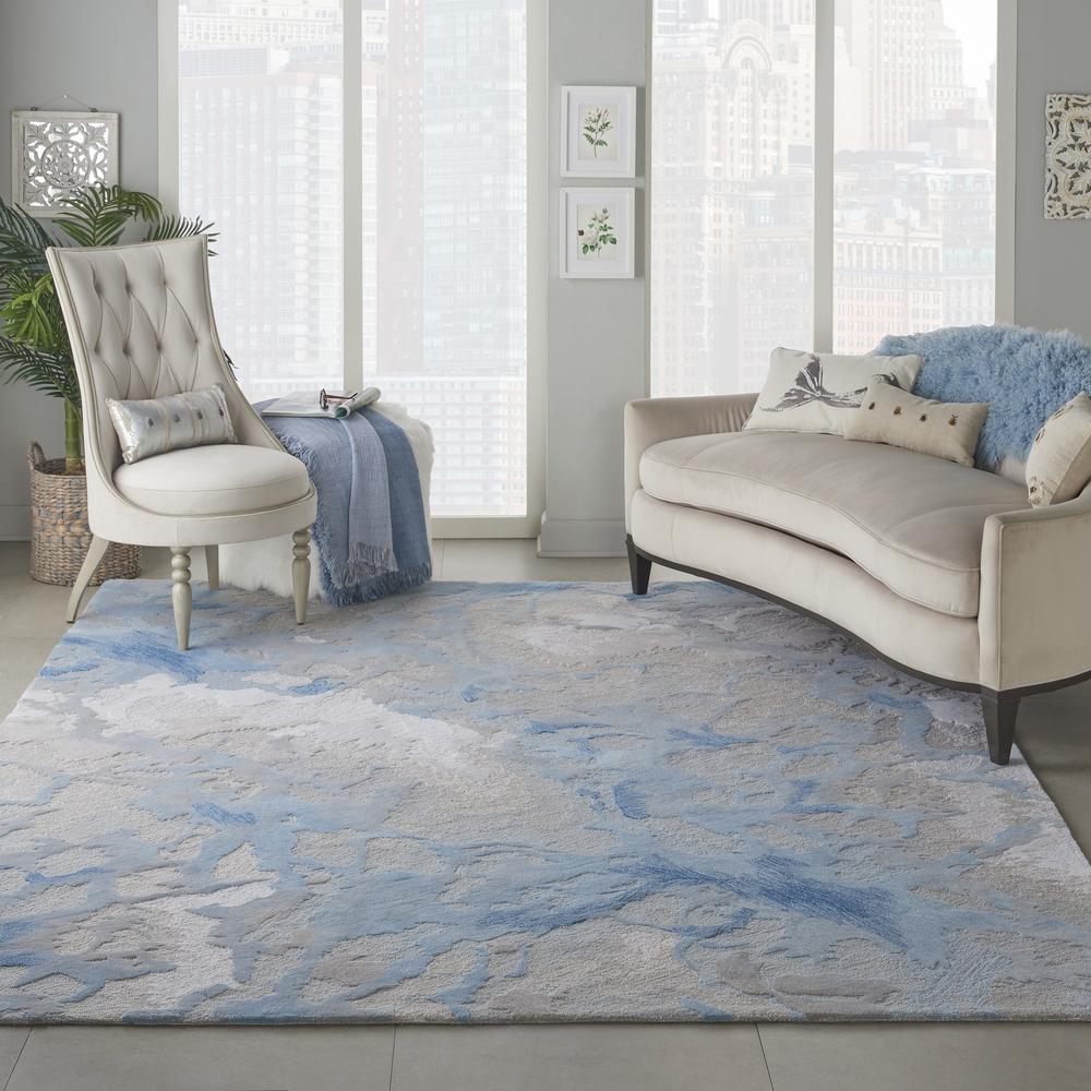 Symmetry Area Rug, Light Blue/Ivory, 8'6" X 11'6". Picture 3