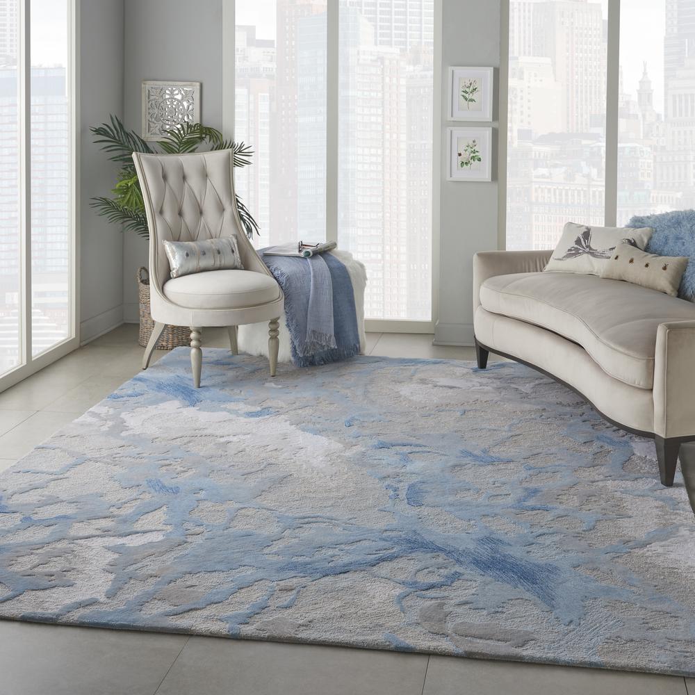 Symmetry Area Rug, Light Blue/Ivory, 8'6" X 11'6". Picture 6