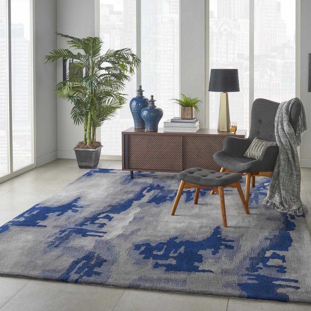 Symmetry Area Rug, Grey/Blue, 7'9" x 9'9". Picture 6
