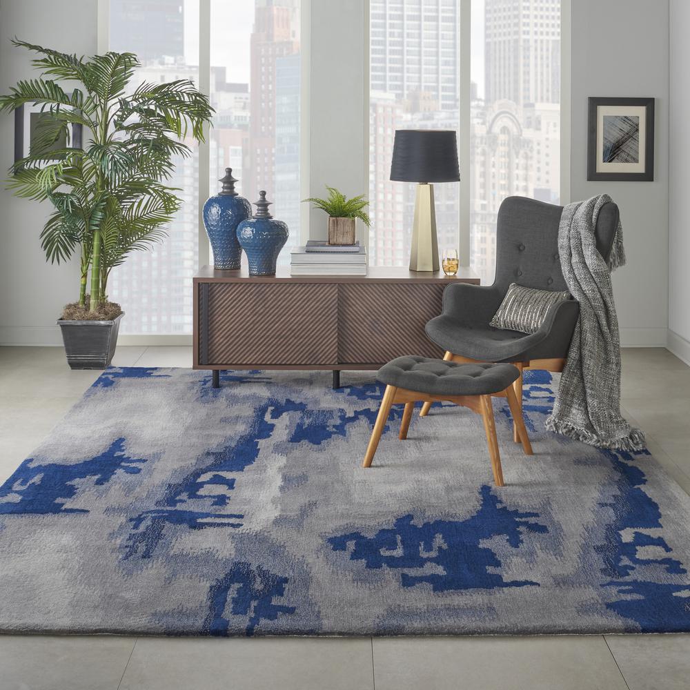Symmetry Area Rug, Grey/Blue, 8'6" x 11'6". Picture 3