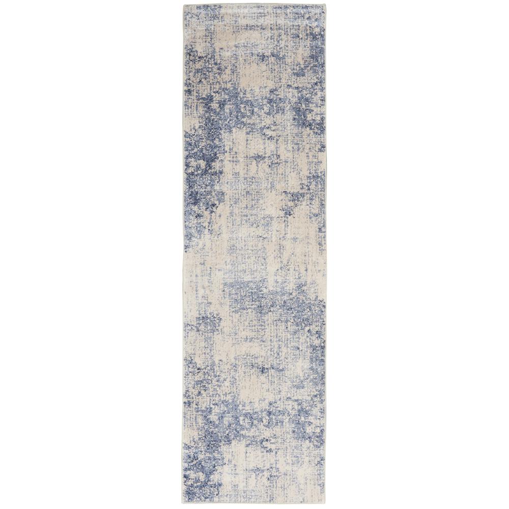 Sleek Textures Area Rug, Ivory/Blue, 2'2" x 7'6". The main picture.