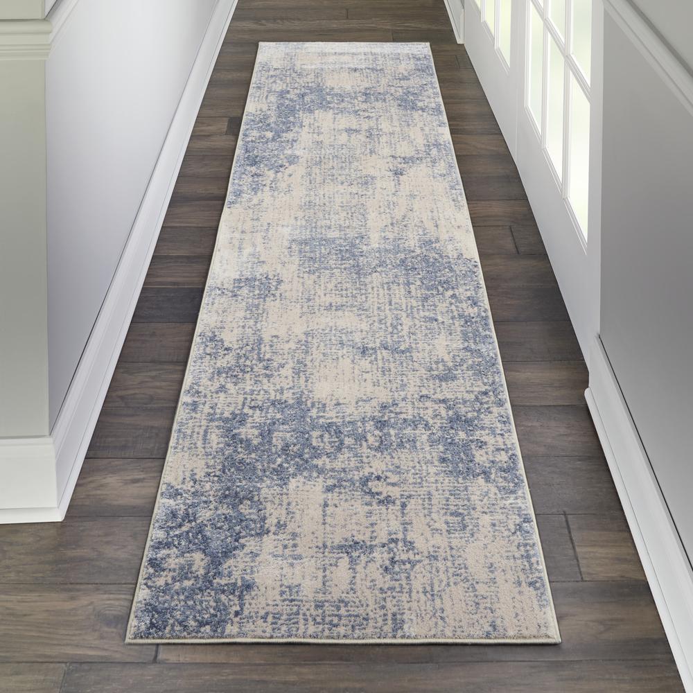 Sleek Textures Area Rug, Ivory/Blue, 2'2" x 7'6". Picture 4