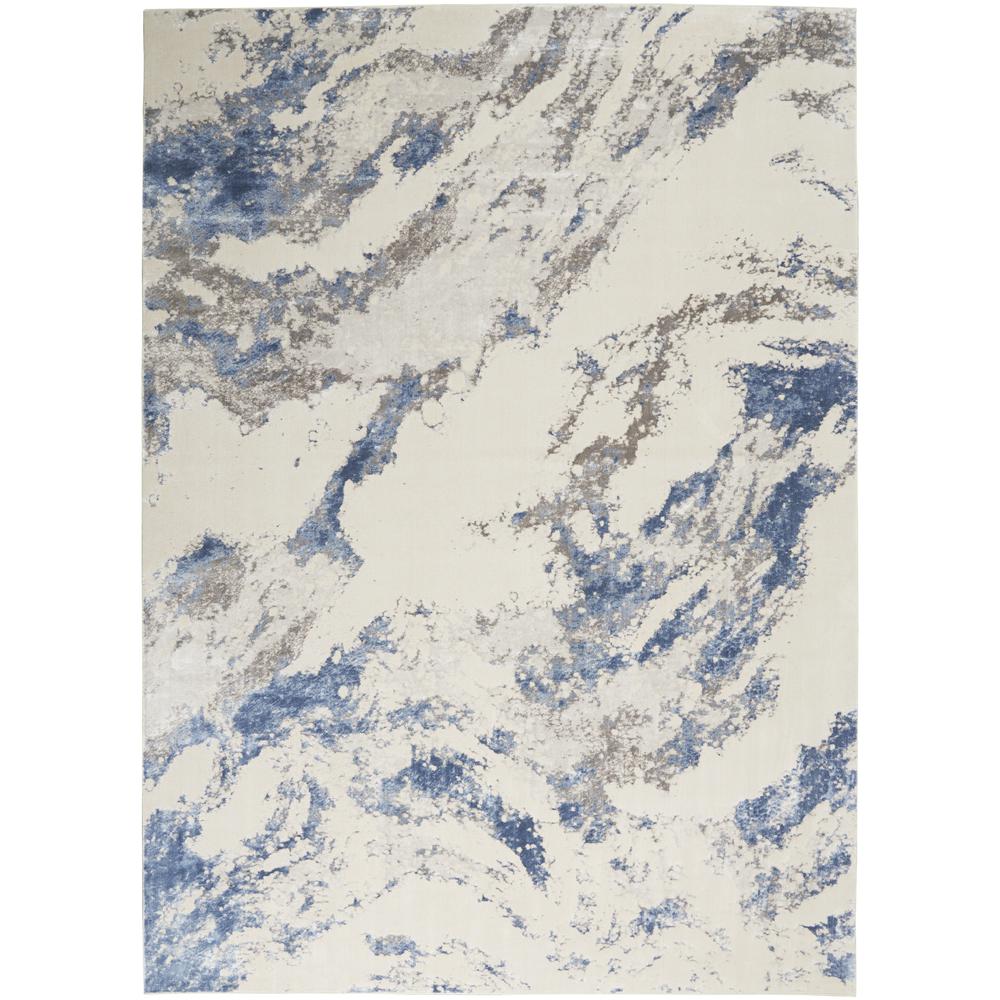 Sleek Textures Area Rug, Blue/Ivory/Grey, 7'10" x 10'6". Picture 1