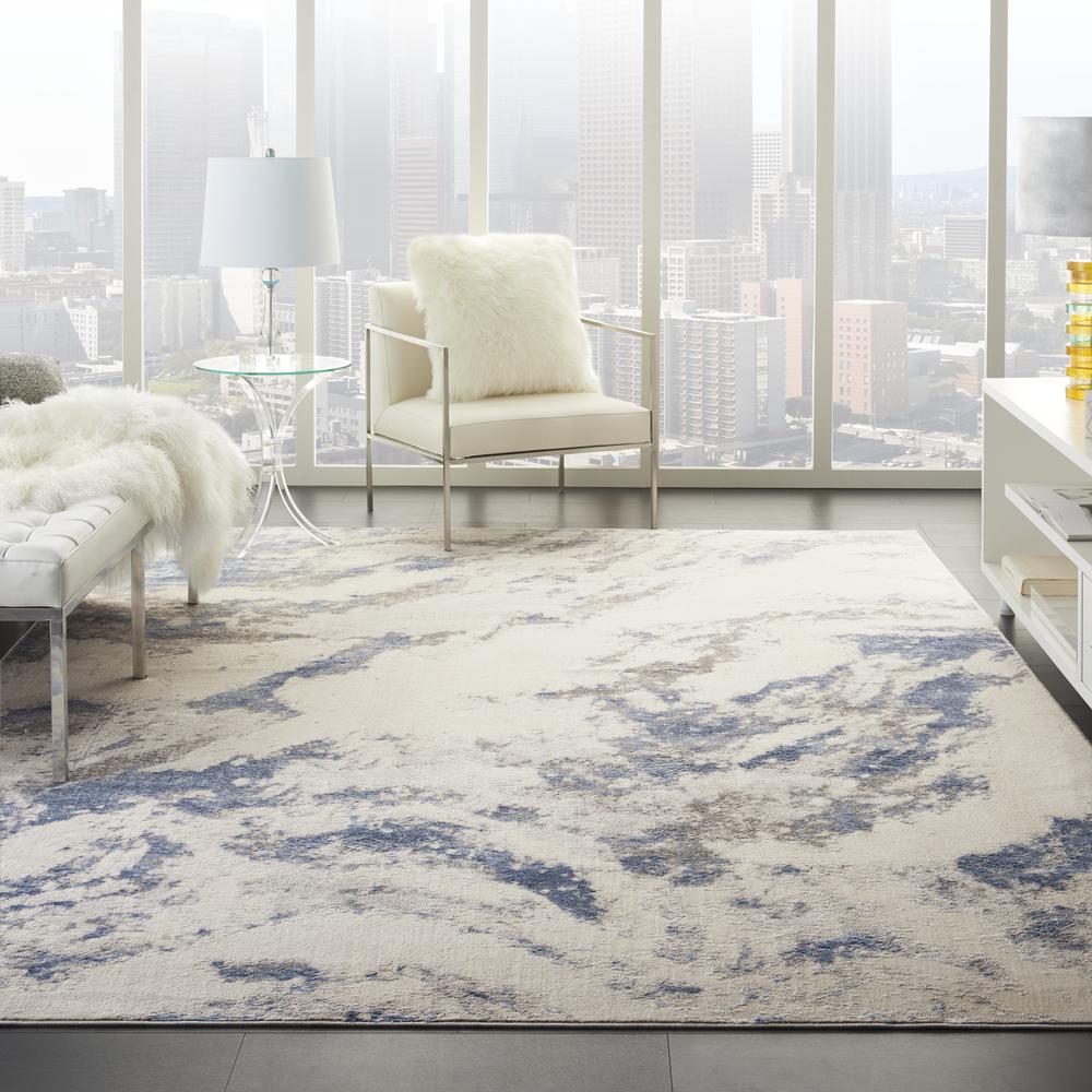 Sleek Textures Area Rug, Blue/Ivory/Grey, 7'10" x 10'6". Picture 4