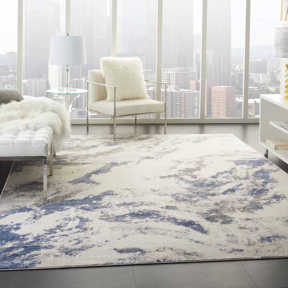 Sleek Textures Area Rug, Blue/Ivory/Grey, 7'10" x 10'6". Picture 6