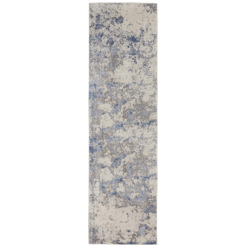 Sleek Textures Area Rug, Blue/Ivory/Grey, 2'2" x 7'6". Picture 1