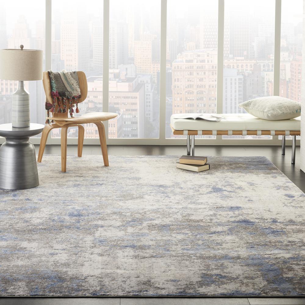 Sleek Textures Area Rug, Blue/Ivory/Grey, 7'10" x 10'6". Picture 4