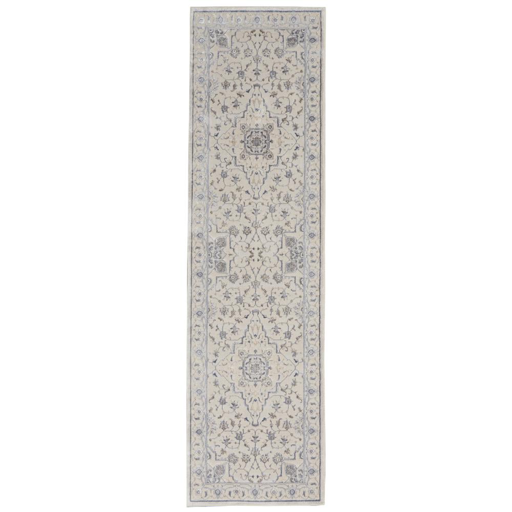 Sleek Textures Area Rug, Ivory/Grey, 2'2" x 7'6". The main picture.
