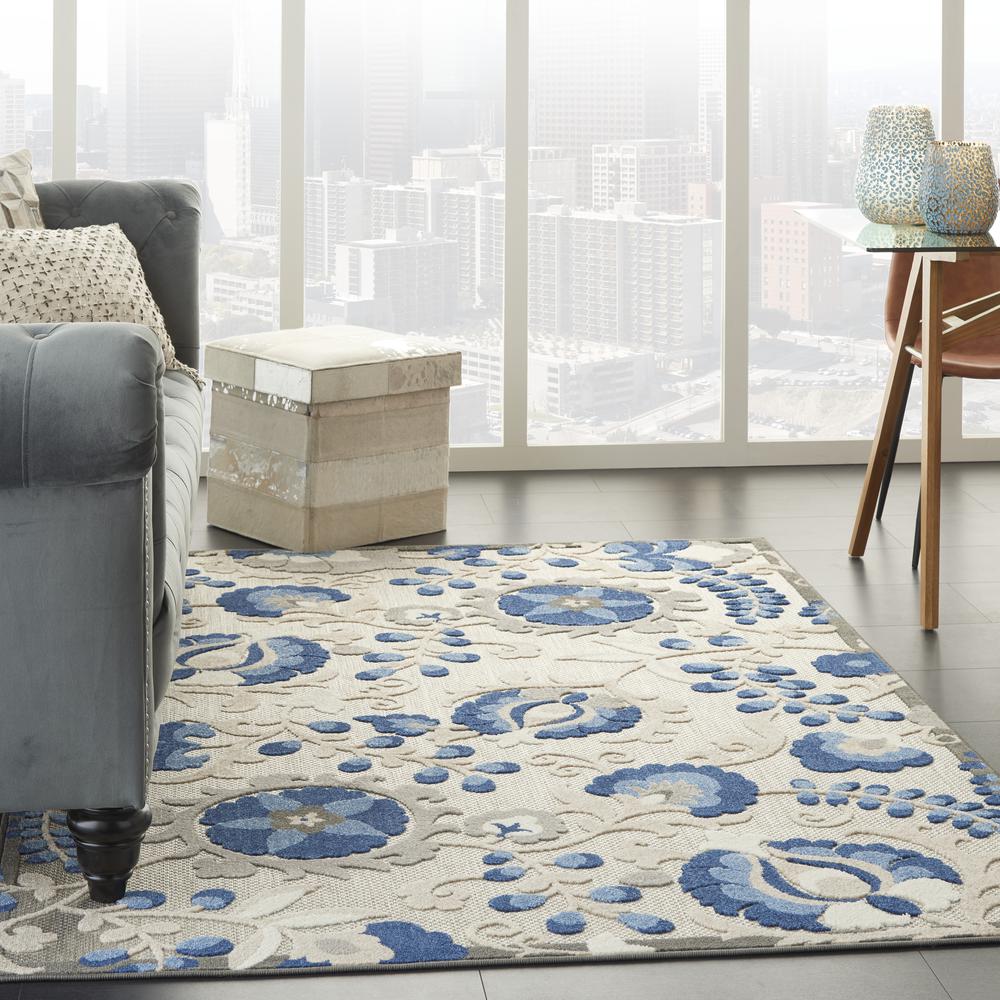 Aloha Area Rug, Natural/Blue, 6' x 9'. Picture 6