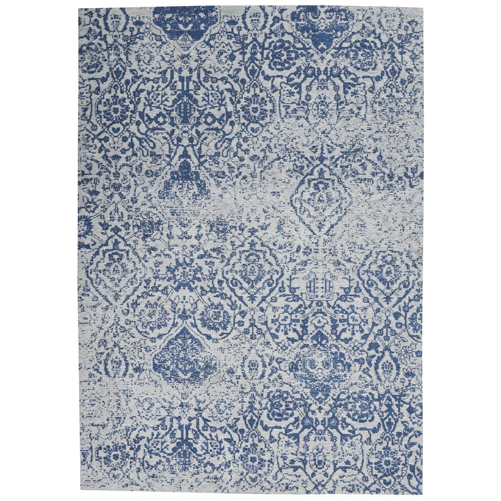 Damask Area Rug, Blue, 3'6" x 5'6". Picture 1