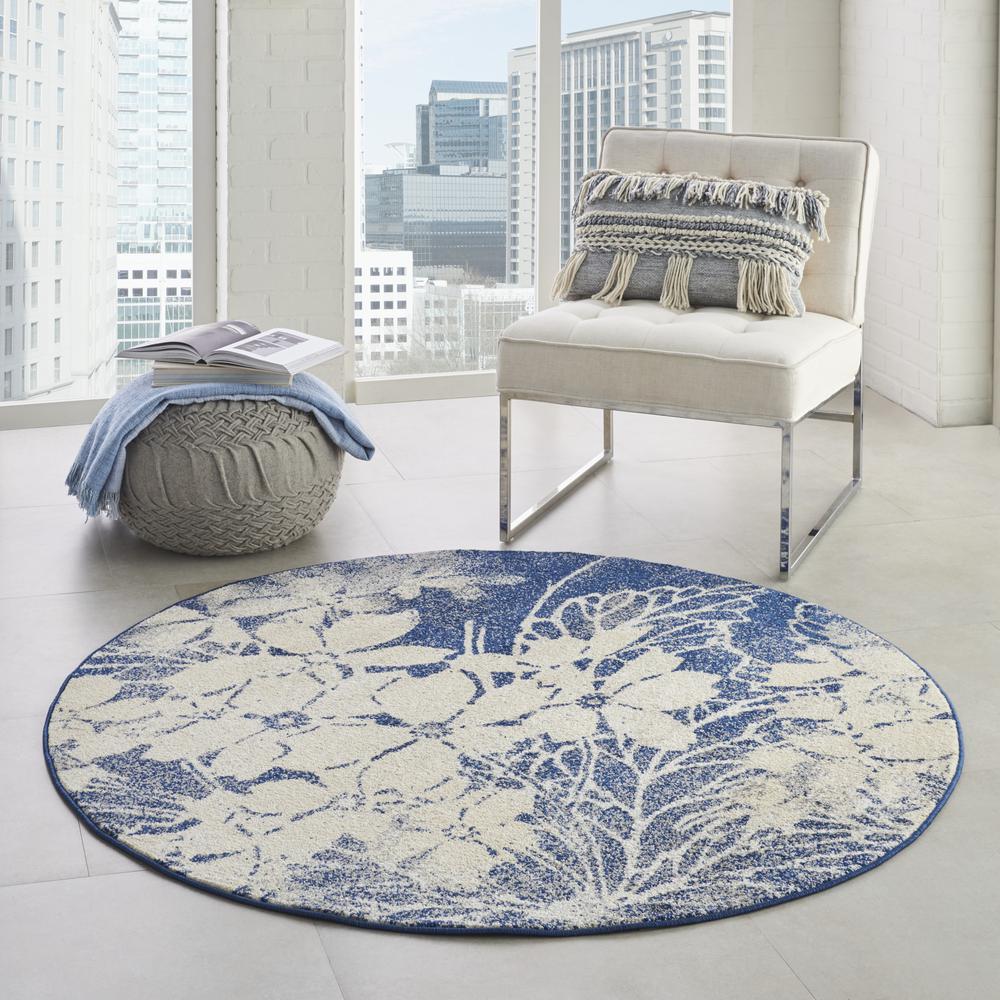 Tranquil Area Rug, Beige/Navy, 5'3" X ROUND. Picture 9