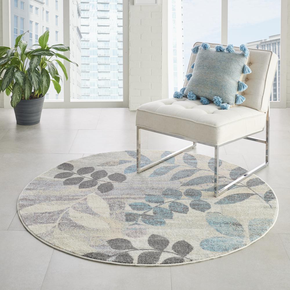 Tranquil Area Rug, Ivory/Light Blue, 5'3" x ROUND. Picture 2