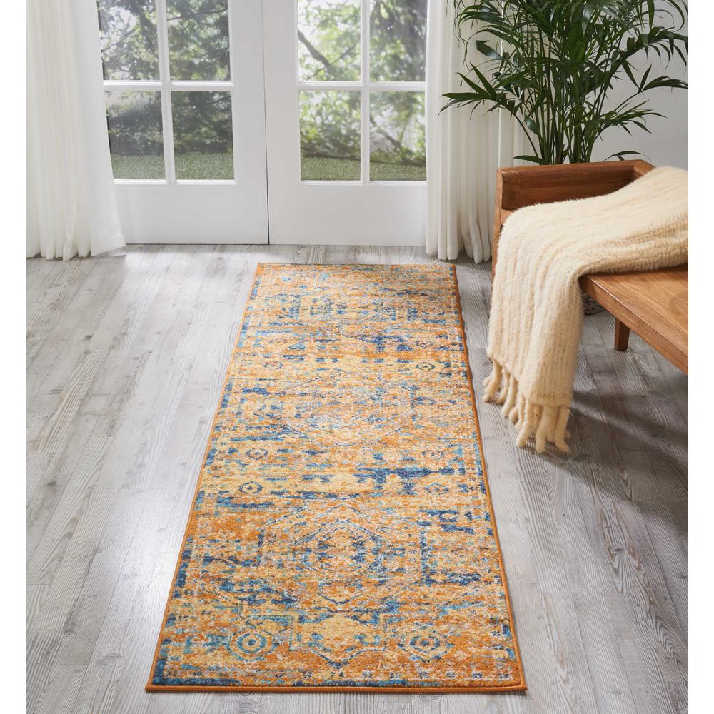 Passion Area Rug, Teal/Sun, 2'2" x 7'6". Picture 4