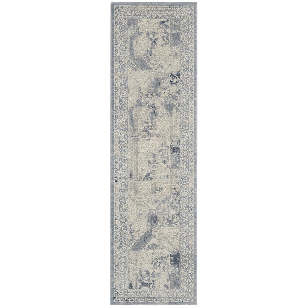 Kathy Ireland Grand Expressions Runner Area Rug, Blue/Ivory, 2'2" x 7'6", KI56. Picture 1