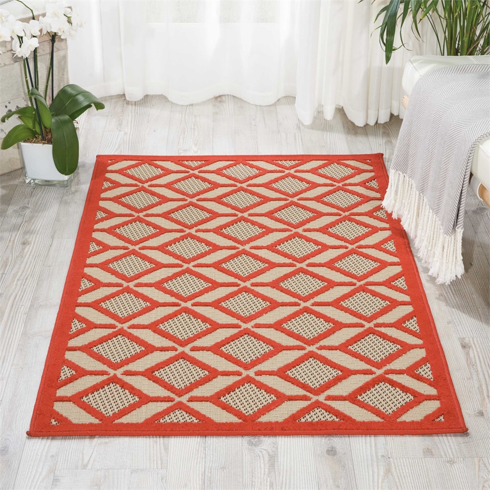 Nourison Aloha Red Indoor/Outdoor Area Rug. Picture 4