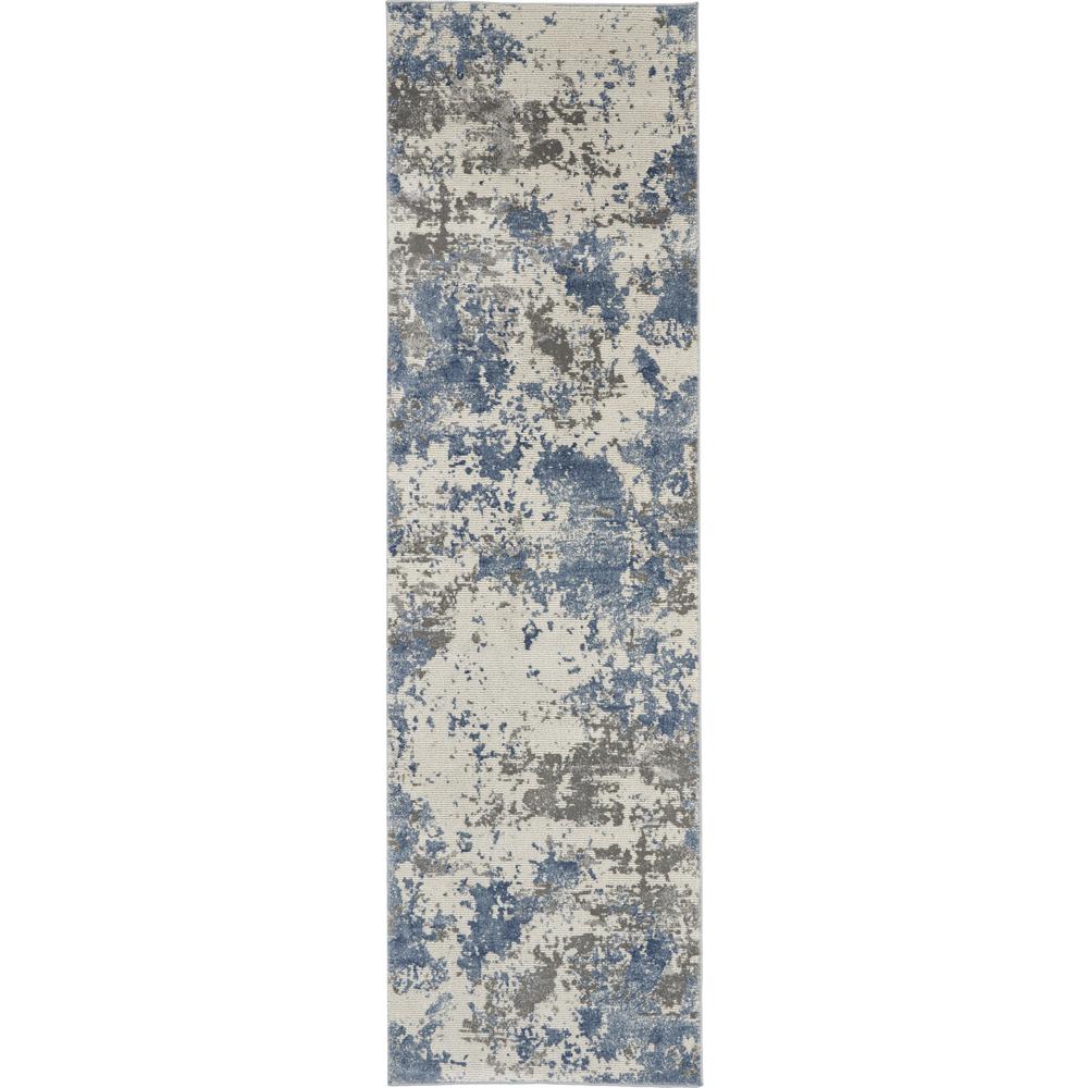 Rustic Textures Area Rug, Grey/Blue, 2'2" X 7'6". The main picture.