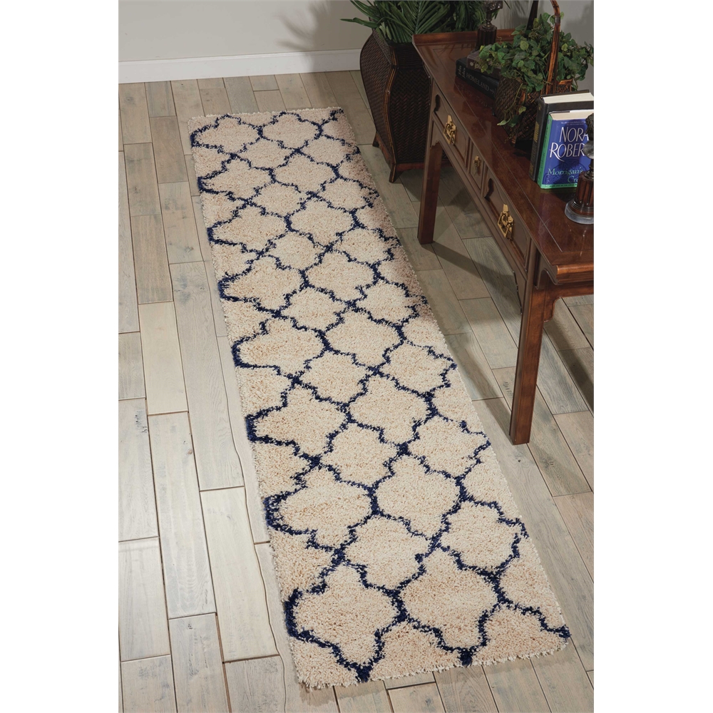 Amore Area Rug, Ivory/Blue, 2'2" x 10'. Picture 5