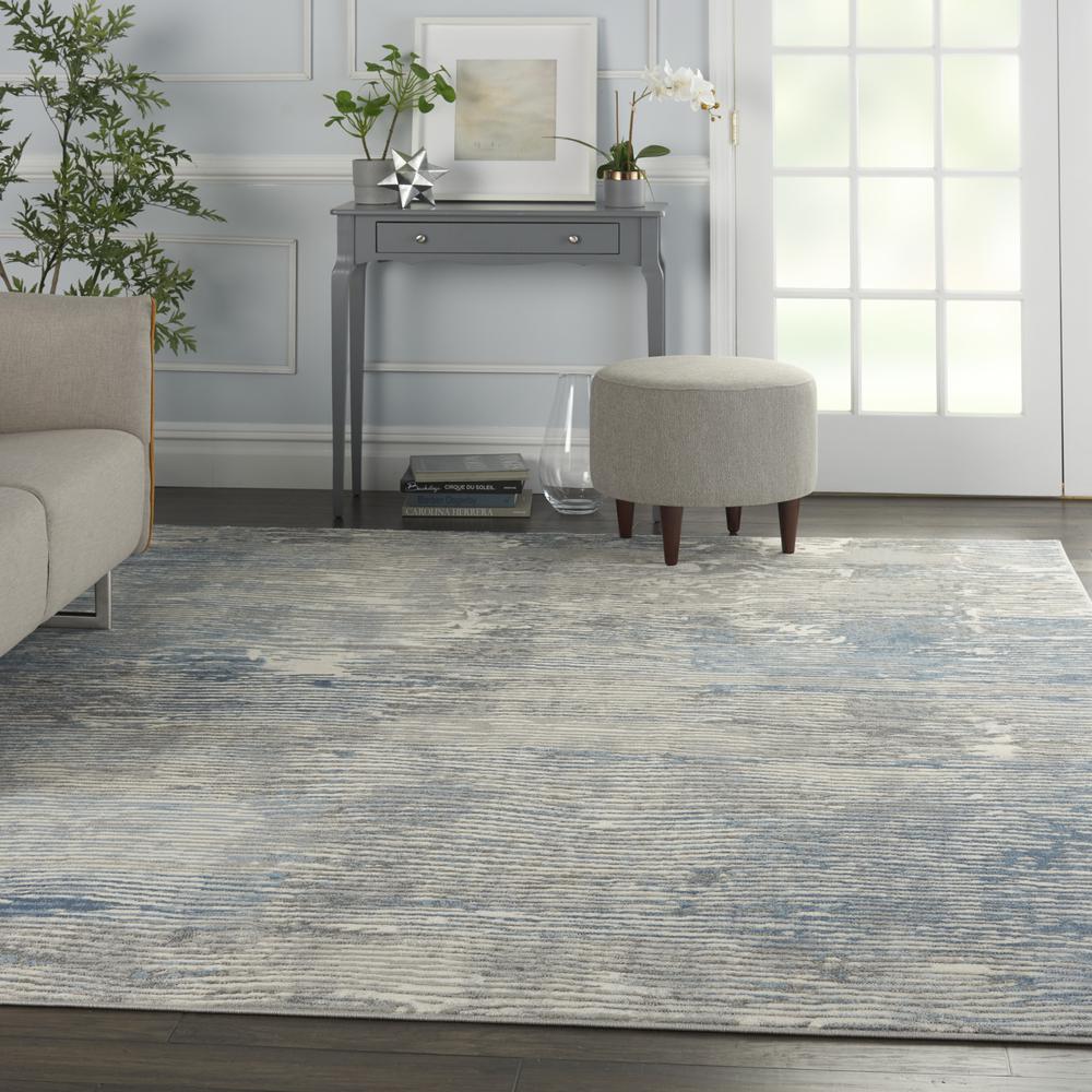 Solace Area Rug, Ivory/Grey/Blue, 8' x  10'. Picture 6