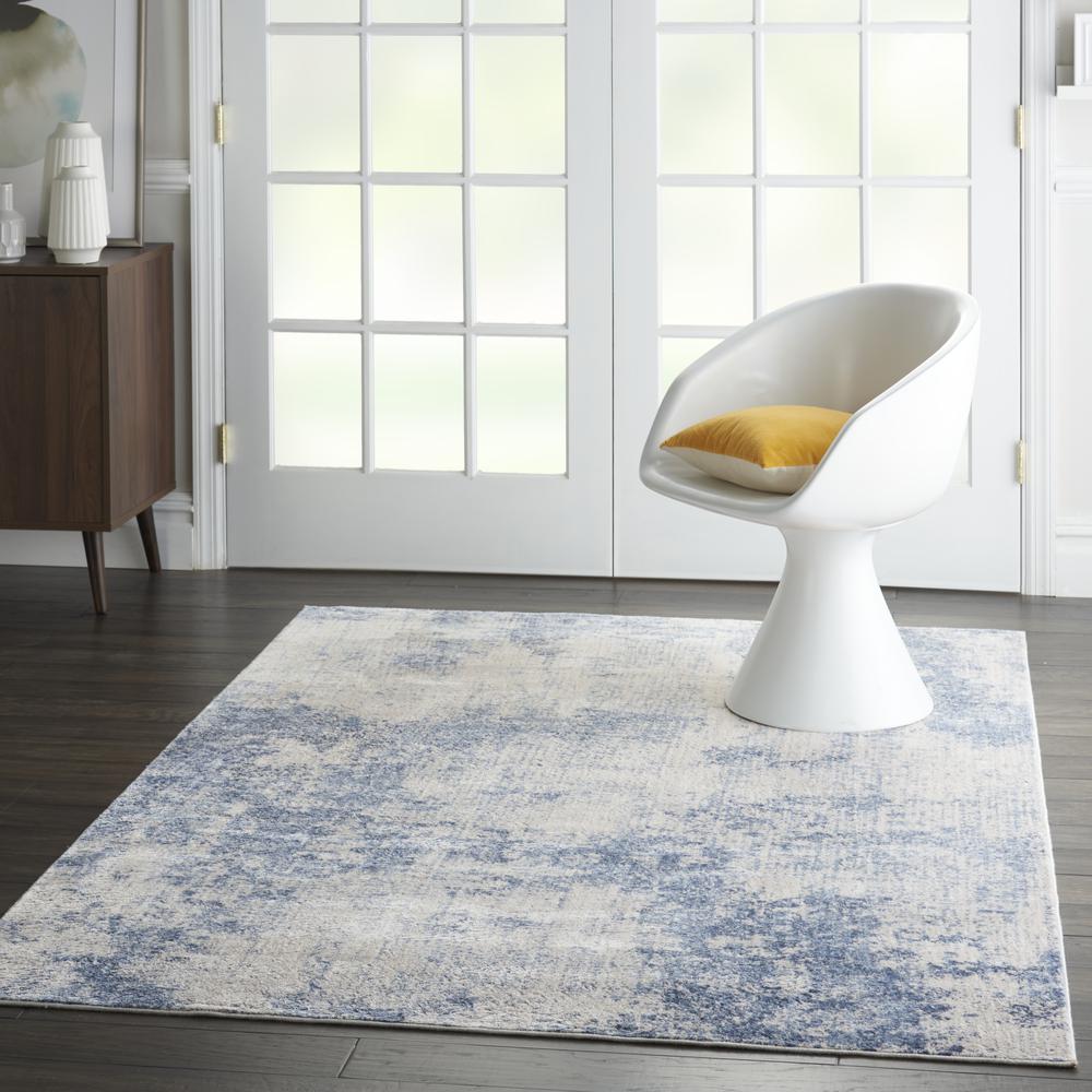 Sleek Textures Area Rug, Ivory/Blue, 3'11" x 5'11". Picture 6