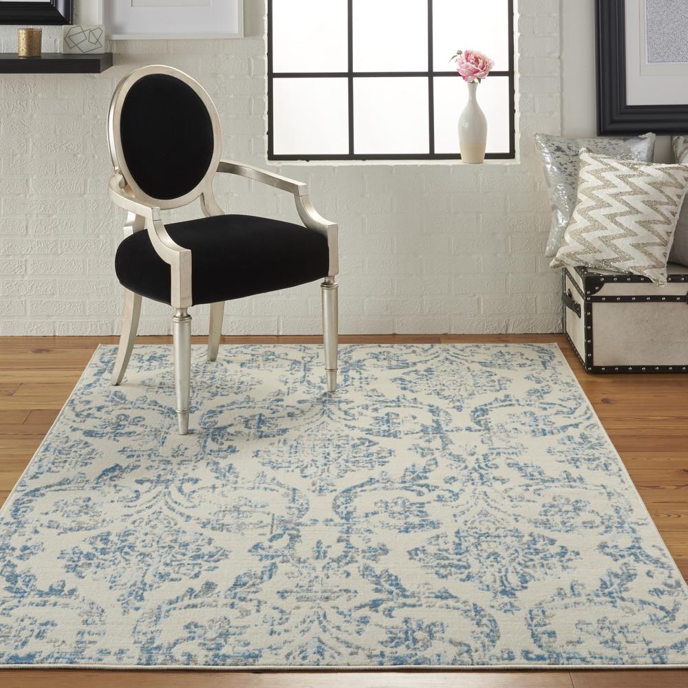 Jubilant Area Rug, Ivory/Blue, 5'3" x 7'3". Picture 4