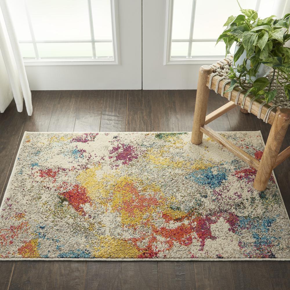Celestial Area Rug, Ivory/Multicolor, 2'2"X3'9". Picture 4